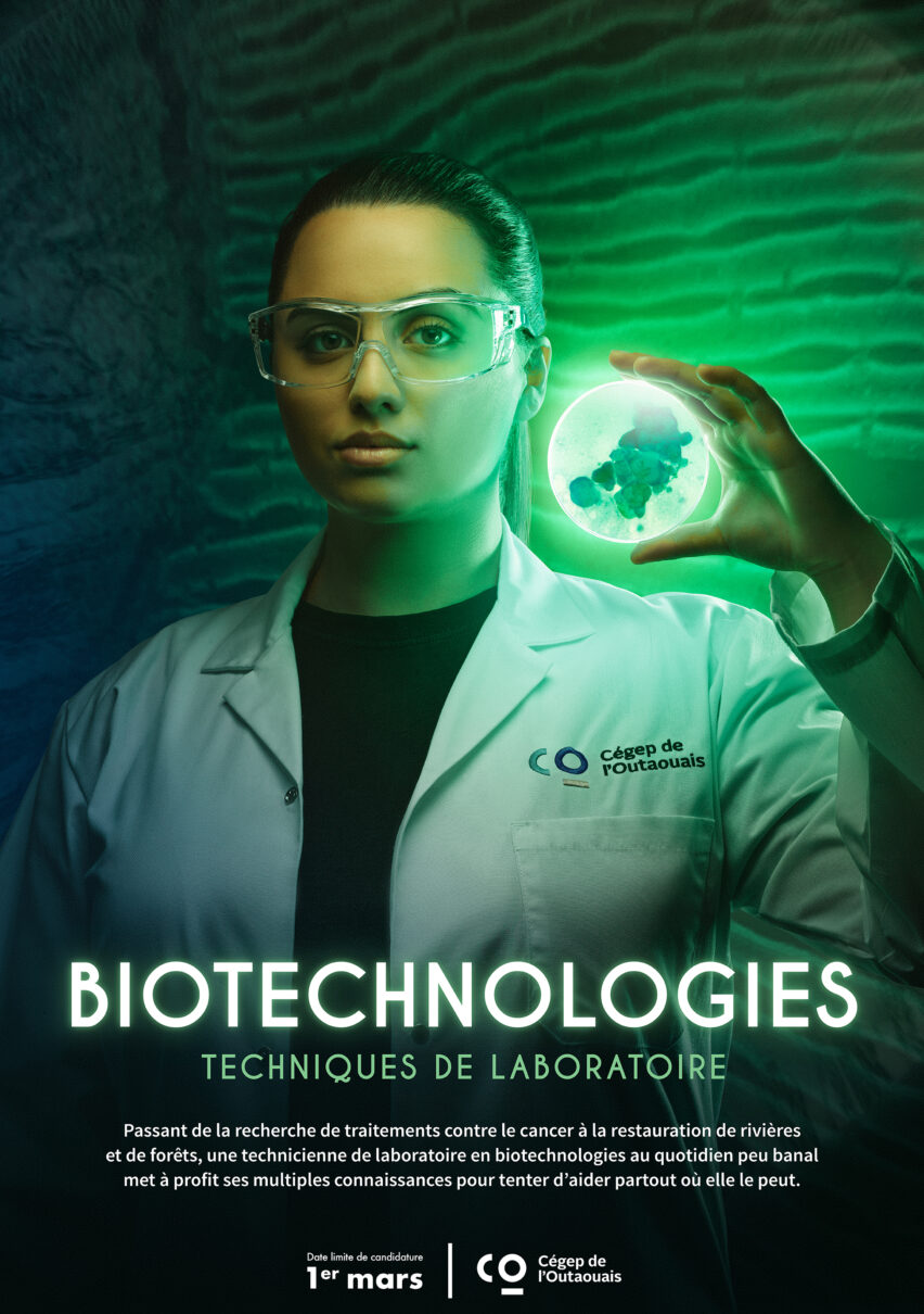 Affiche de programme, biotechnologies, Cégep de l'Outaouais.