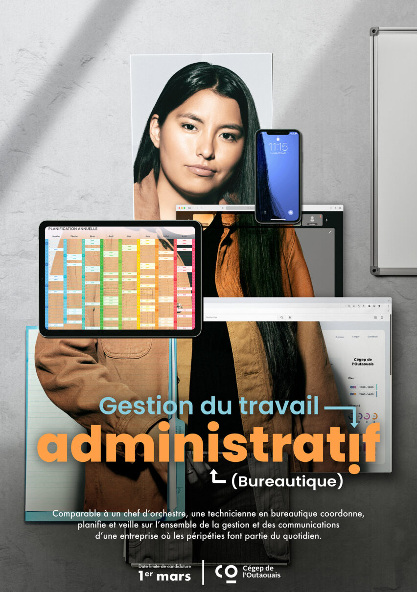Affiche de programme, travail administratif, Cégep de l'Outaouais.