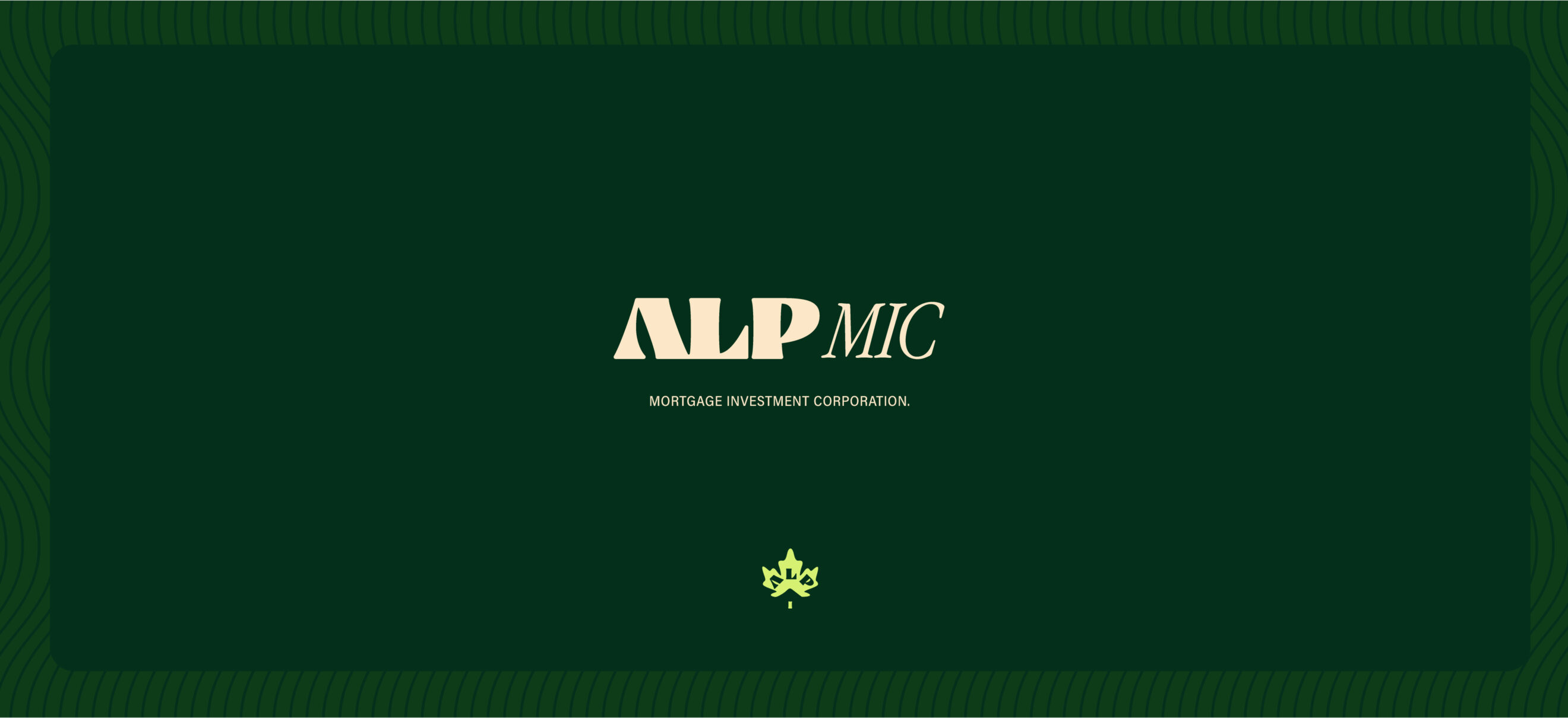 Identité visuelle créée par Orkestra pour ALP MIC, logo institutionnel en beige sur fond vert foncé