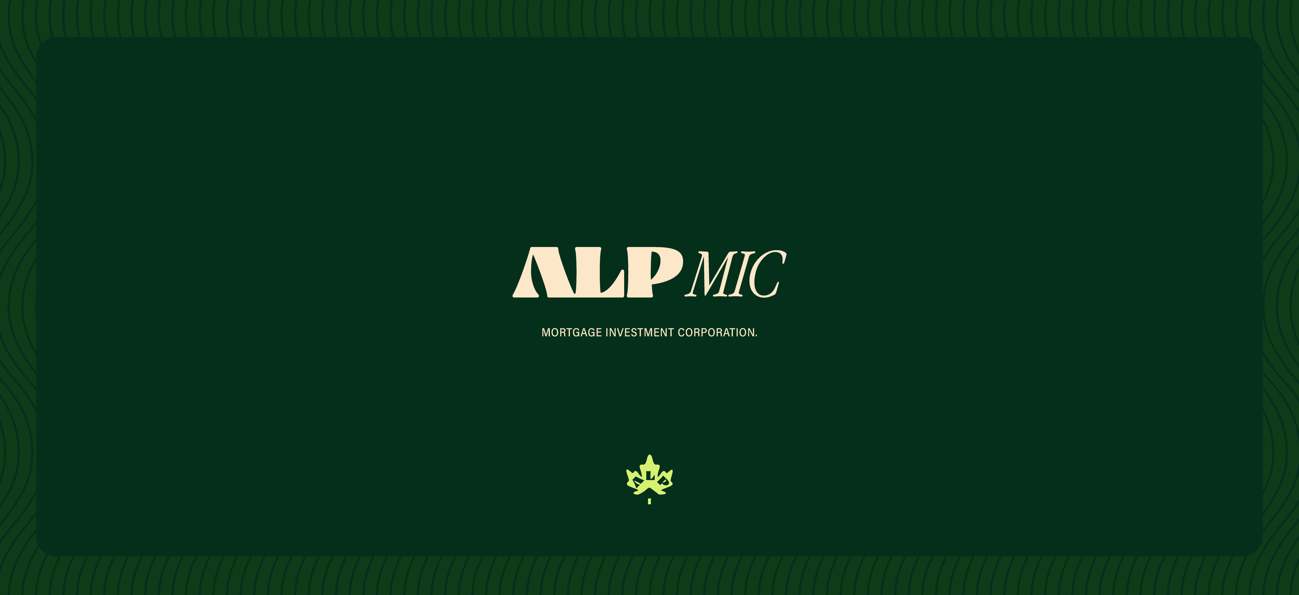 Identité visuelle créée par Orkestra pour ALP MIC, logo institutionnel en beige sur fond vert foncé